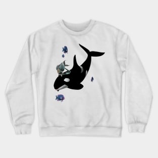 Wonderful orca with little mermaid Crewneck Sweatshirt